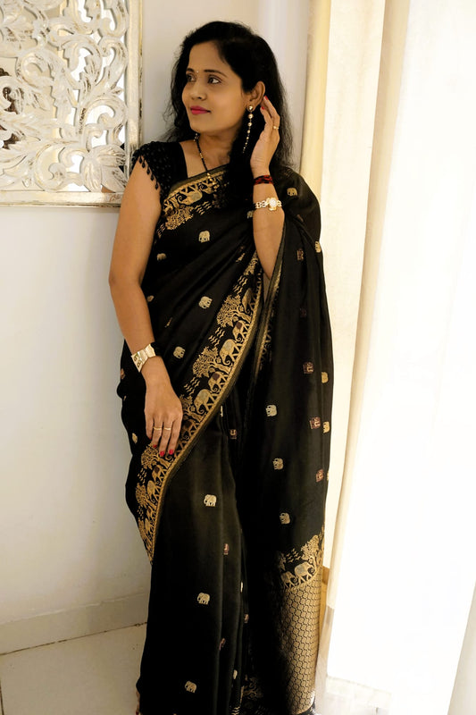 Kashi Mashru - Black golden tinge