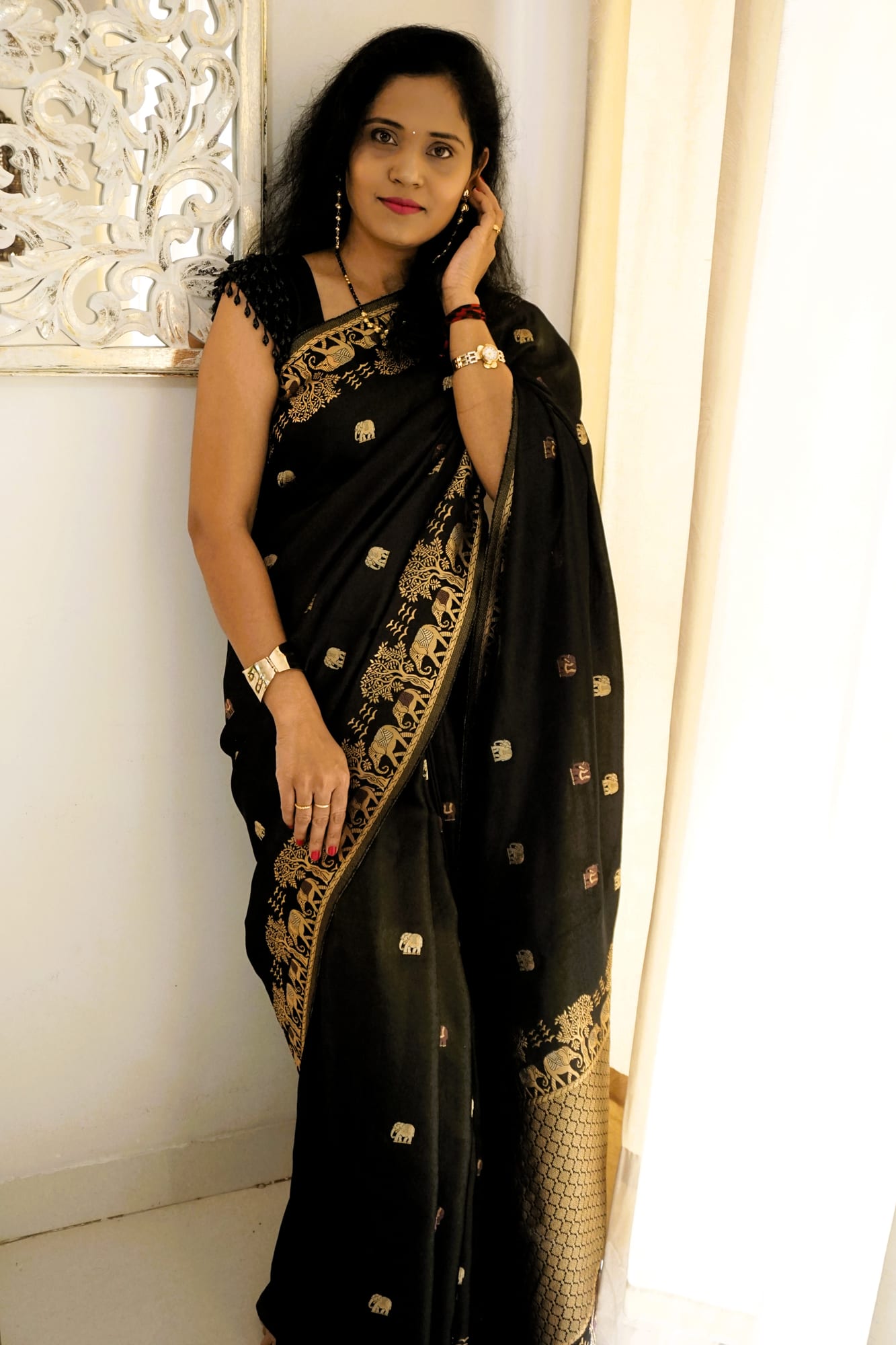 Kashi Mashru - Black golden tinge