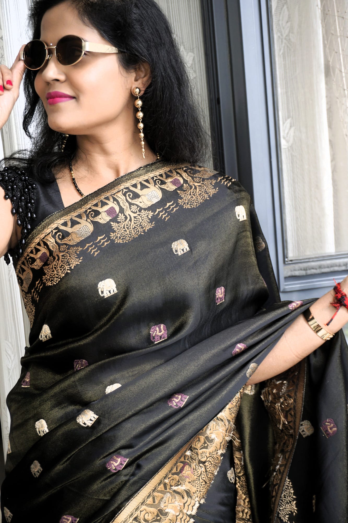 Kashi Mashru - Black golden tinge