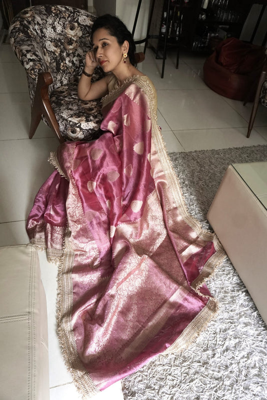 Maharani Tissue Silk- Peach Pink