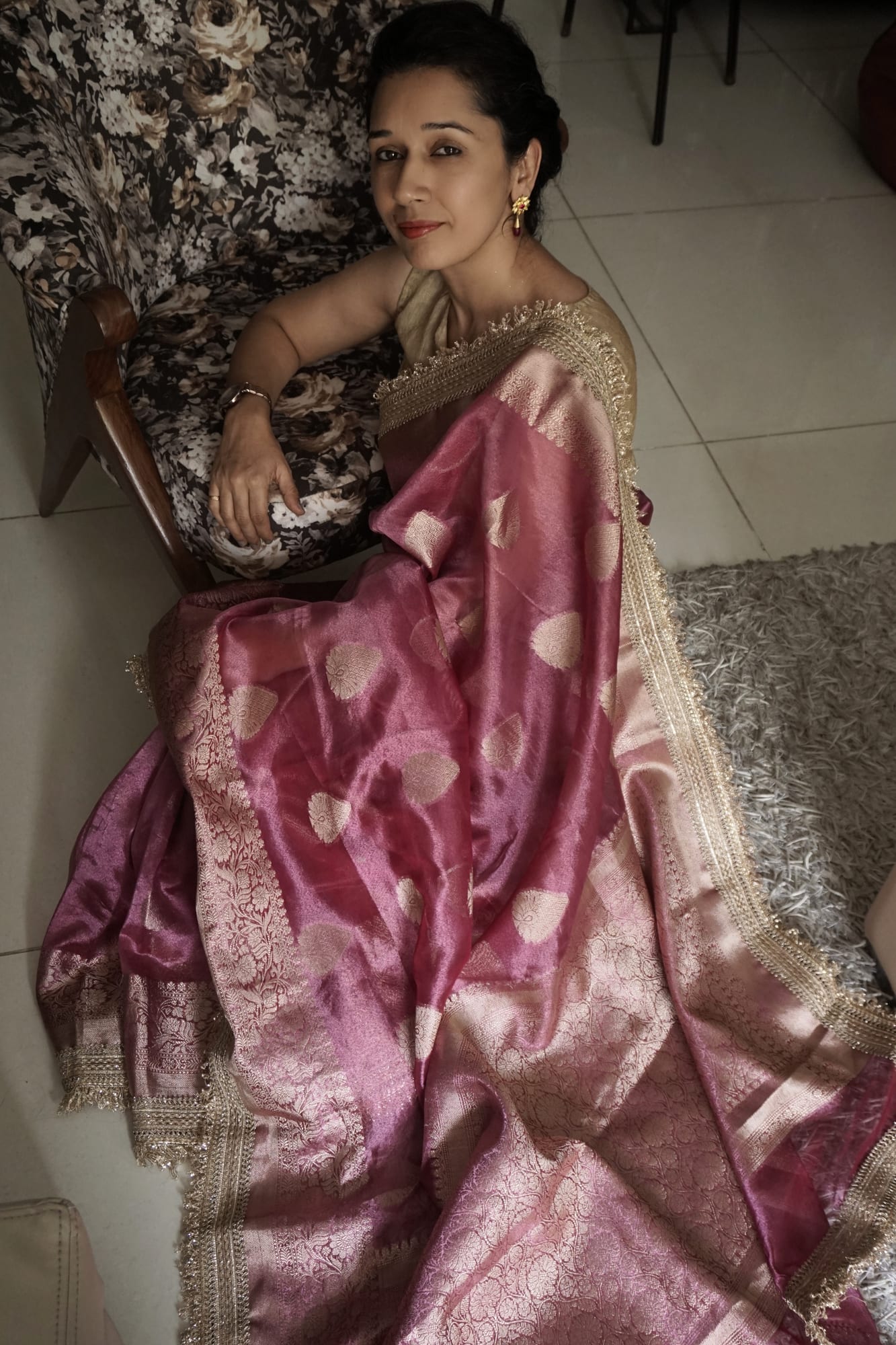 Maharani Tissue Silk- Peach Pink