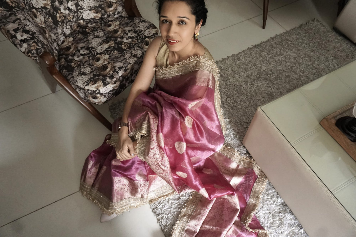 Maharani Tissue Silk- Peach Pink