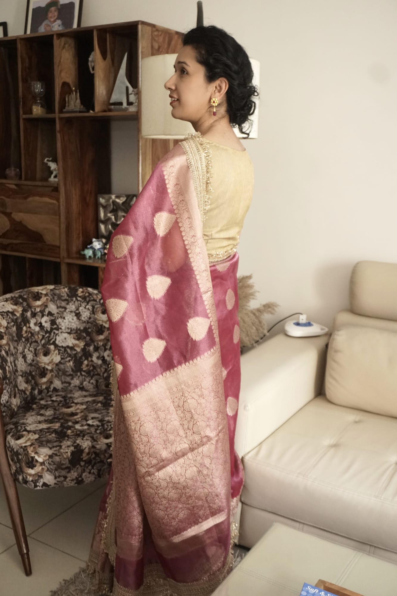 Maharani Tissue Silk- Peach Pink