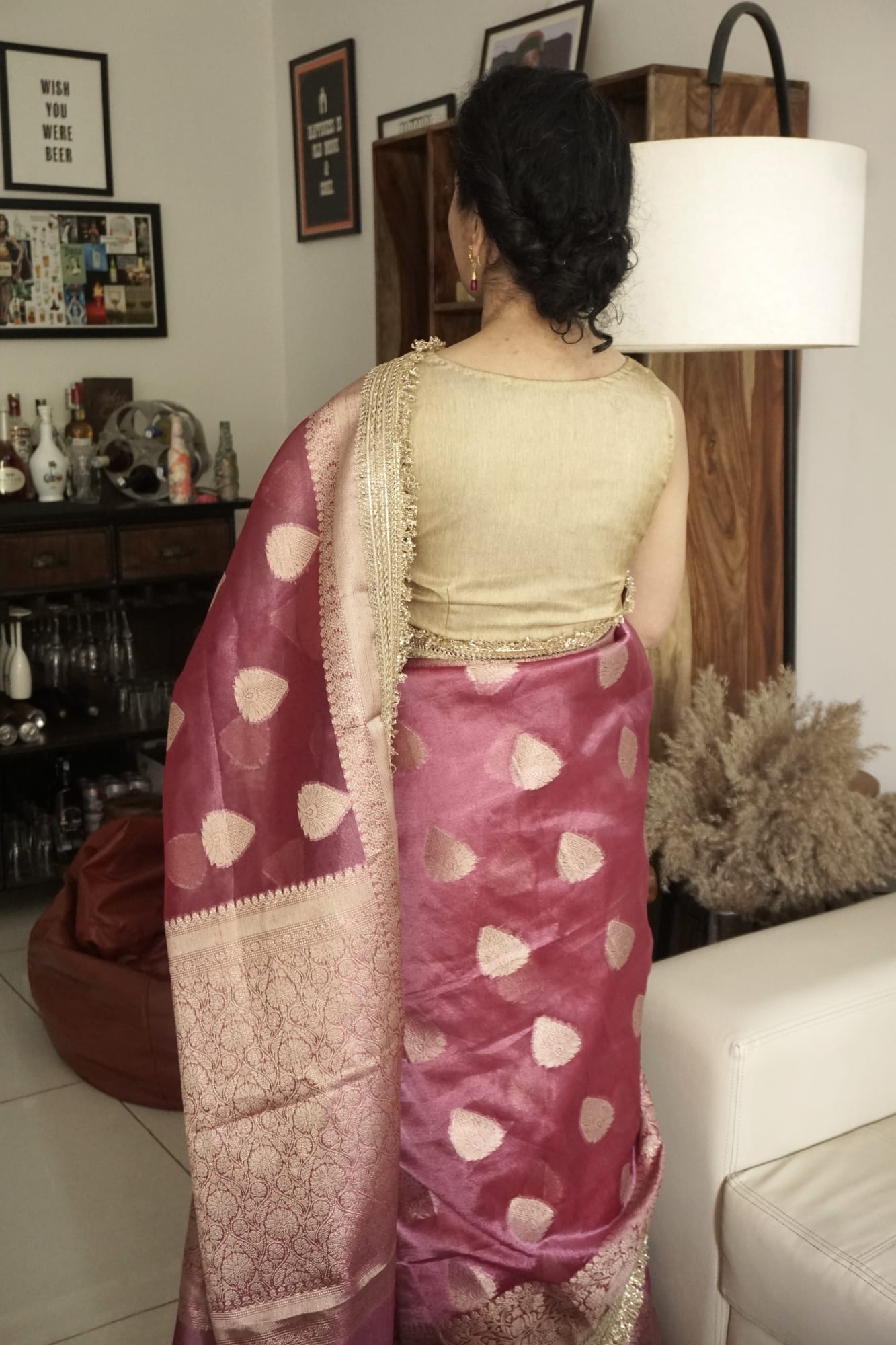 Maharani Tissue Silk- Peach Pink