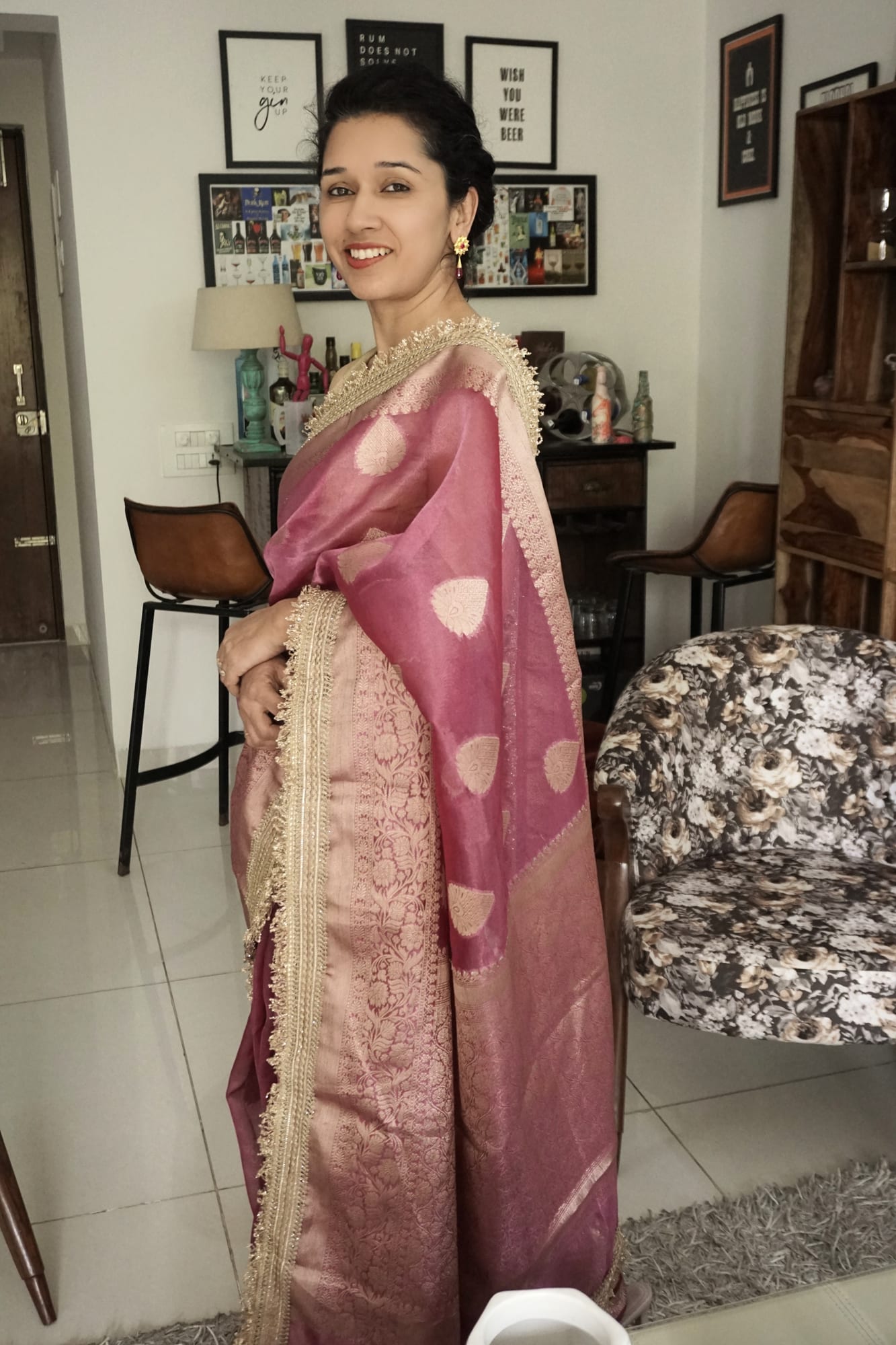 Maharani Tissue Silk- Peach Pink