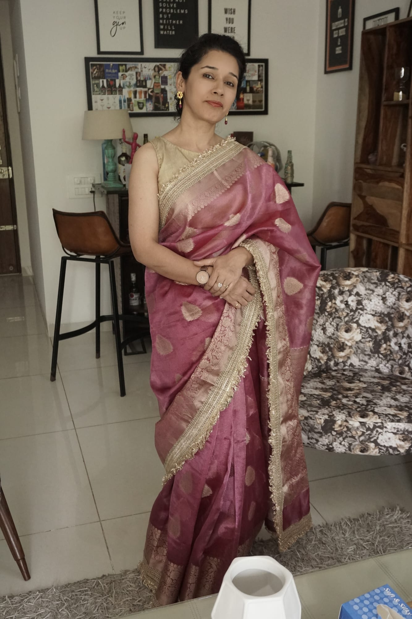 Maharani Tissue Silk- Peach Pink