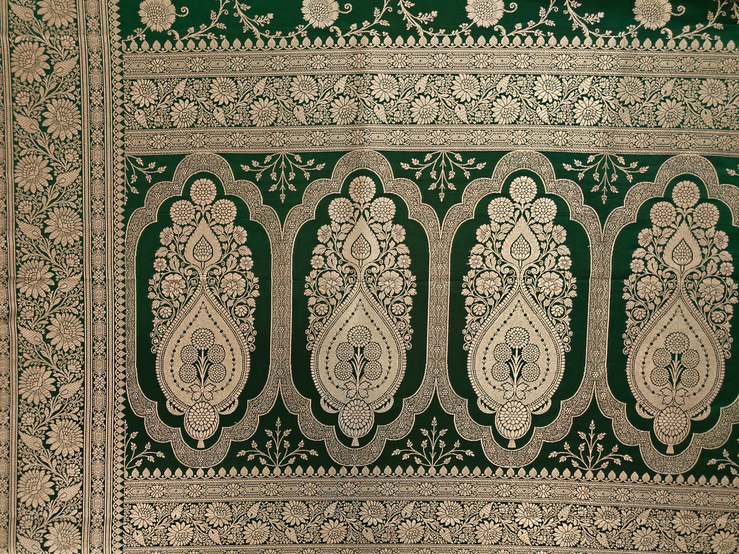 Emerald Green Katan Silk - Banarasi Saree