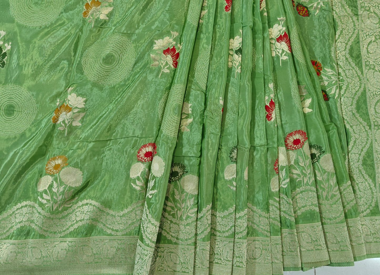 Emerald Green Monga Silk - Banarasi Saree