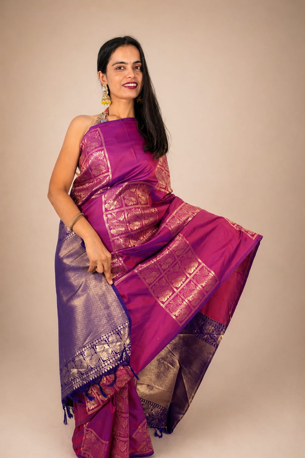 Purplish Pink Brocade Saree
