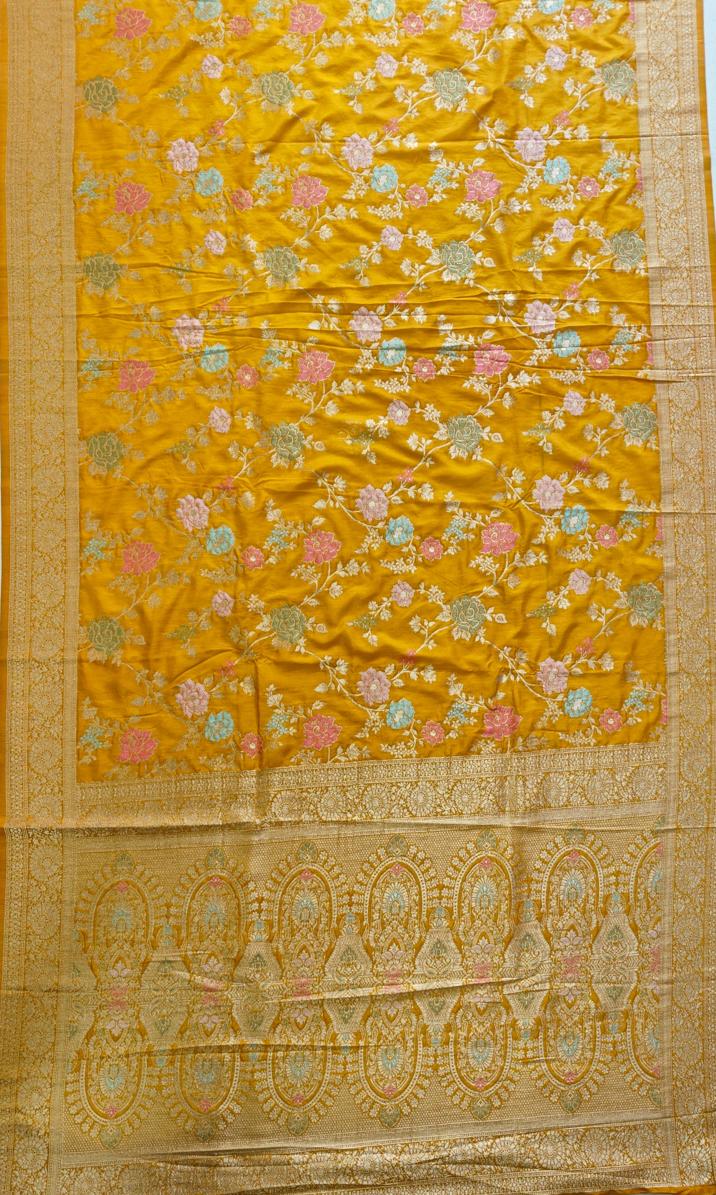 Golden Ray Dola Silk Meenakari - Banarasi Saree