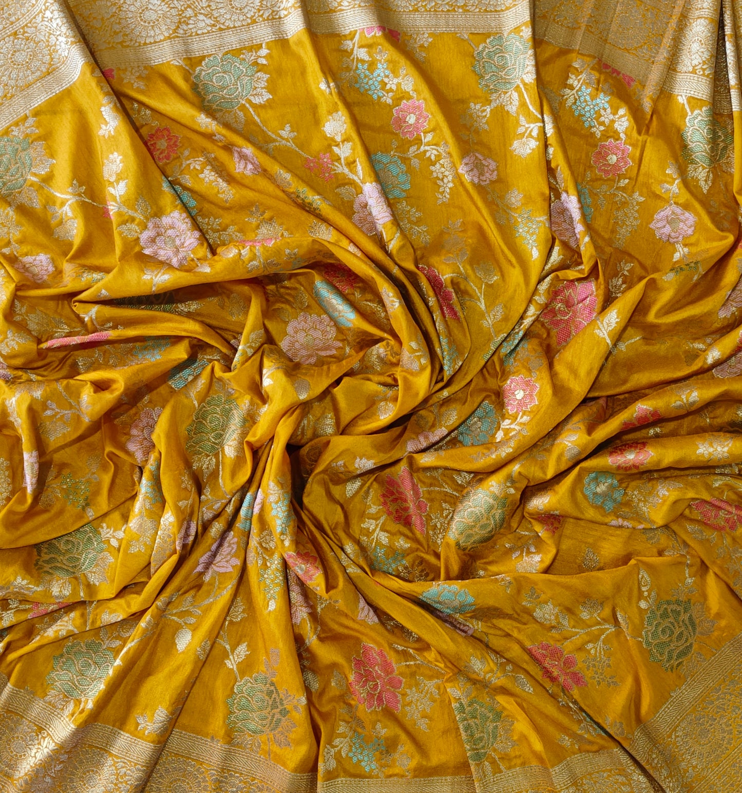 Golden Ray Dola Silk Meenakari - Banarasi Saree