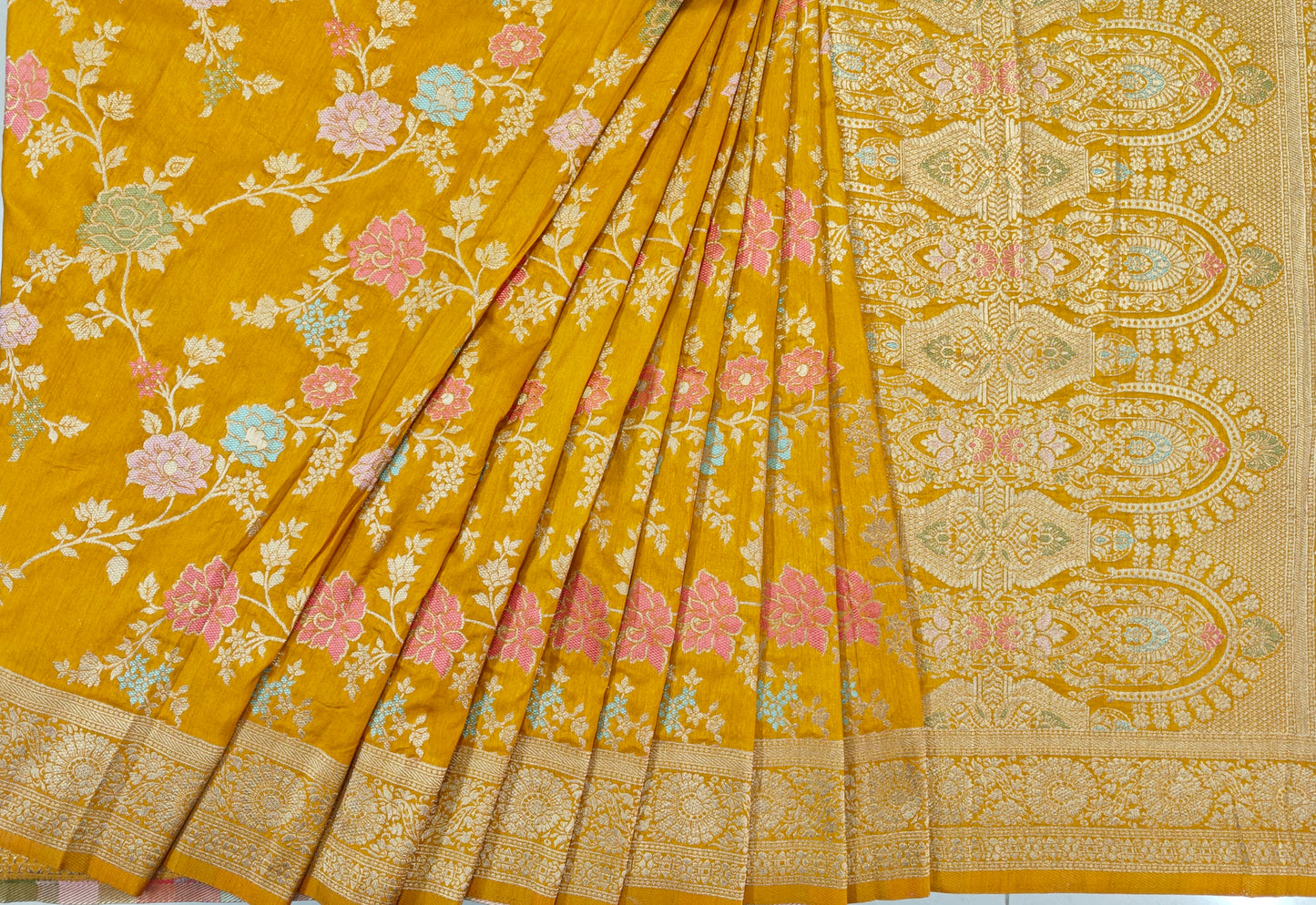 Golden Ray Dola Silk Meenakari - Banarasi Saree