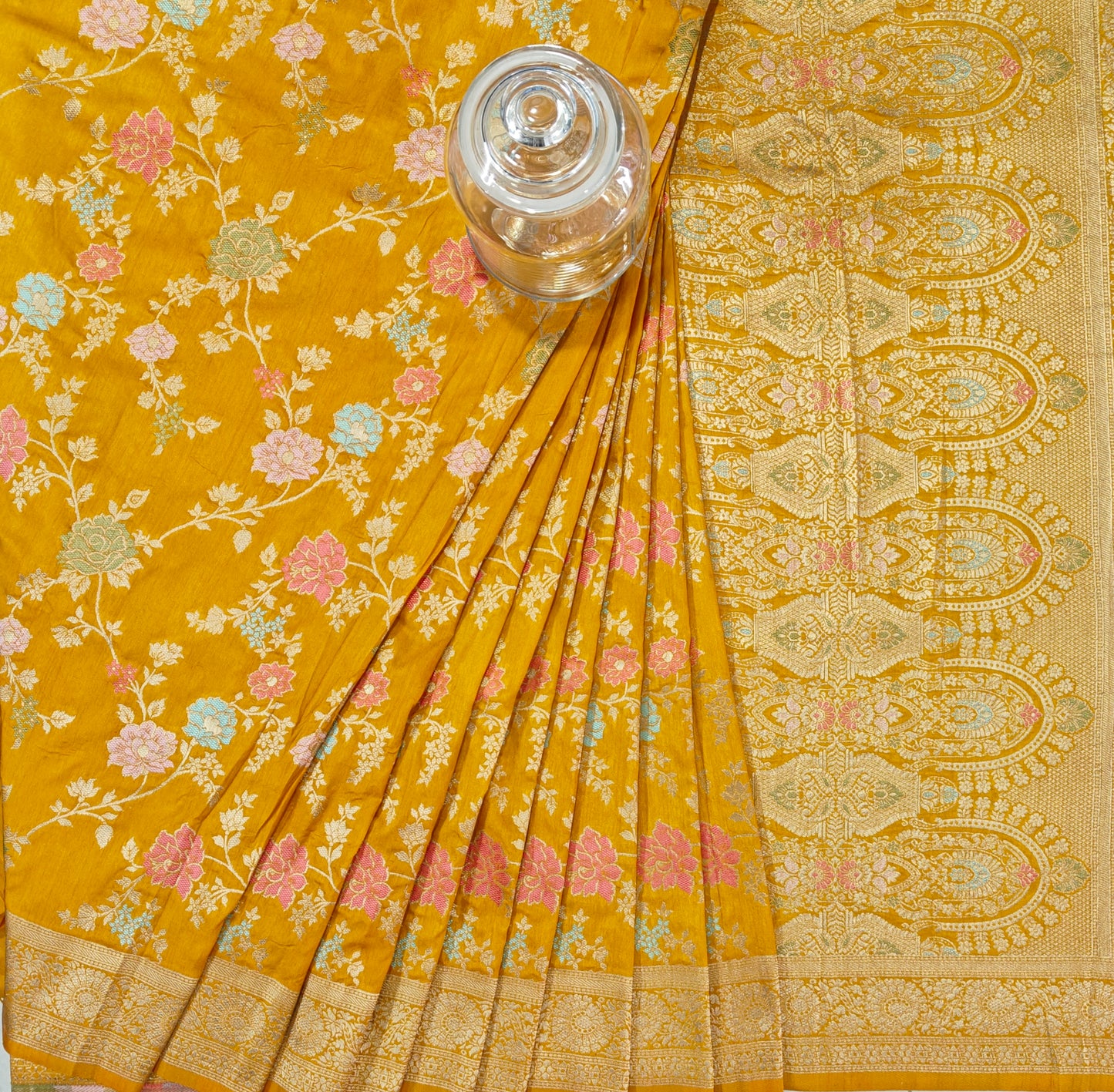 Golden Ray Dola Silk Meenakari - Banarasi Saree