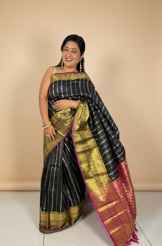 Black Brocade Saree