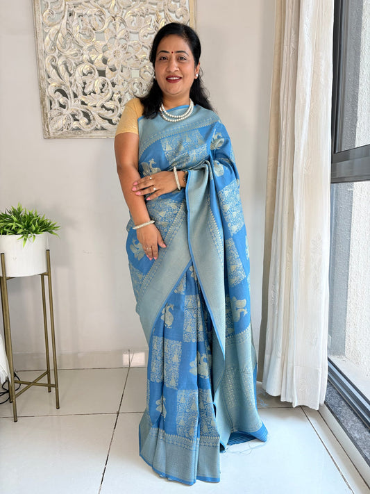 Kashi Tasser - Aasmani Blue Saree