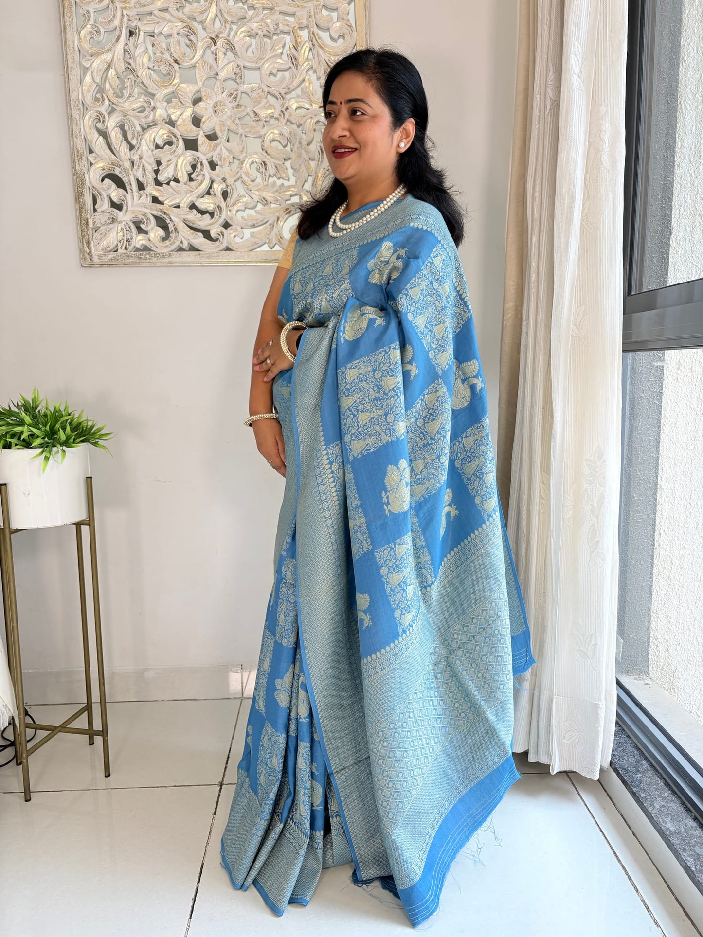 Kashi Tasser - Aasmani Blue Saree