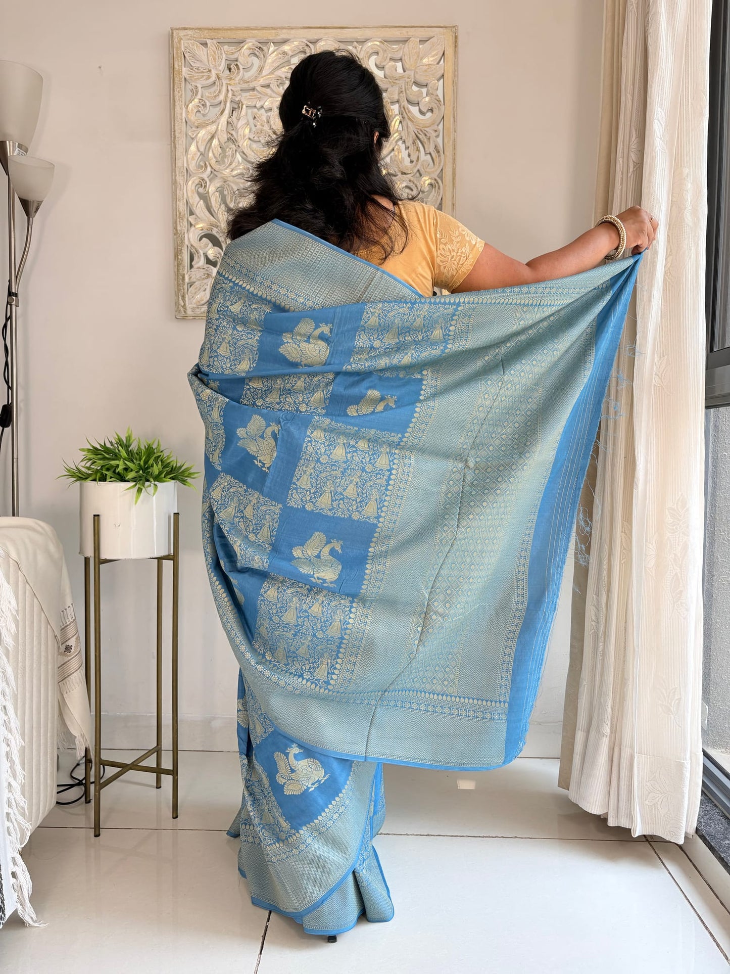 Kashi Tasser - Aasmani Blue Saree