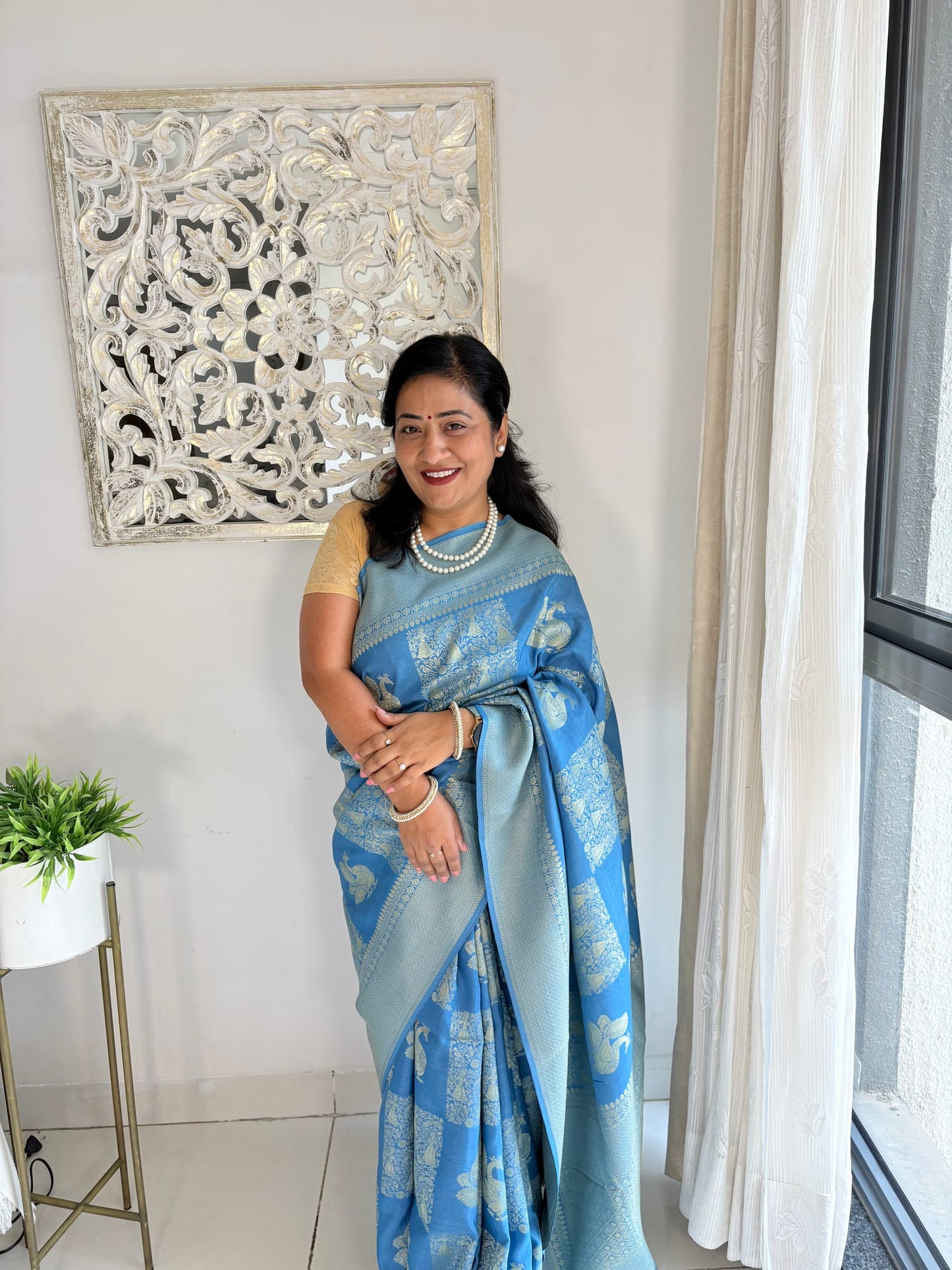 Kashi Tasser - Aasmani Blue Saree