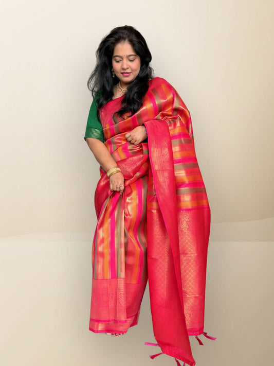Pink Brocade Saree