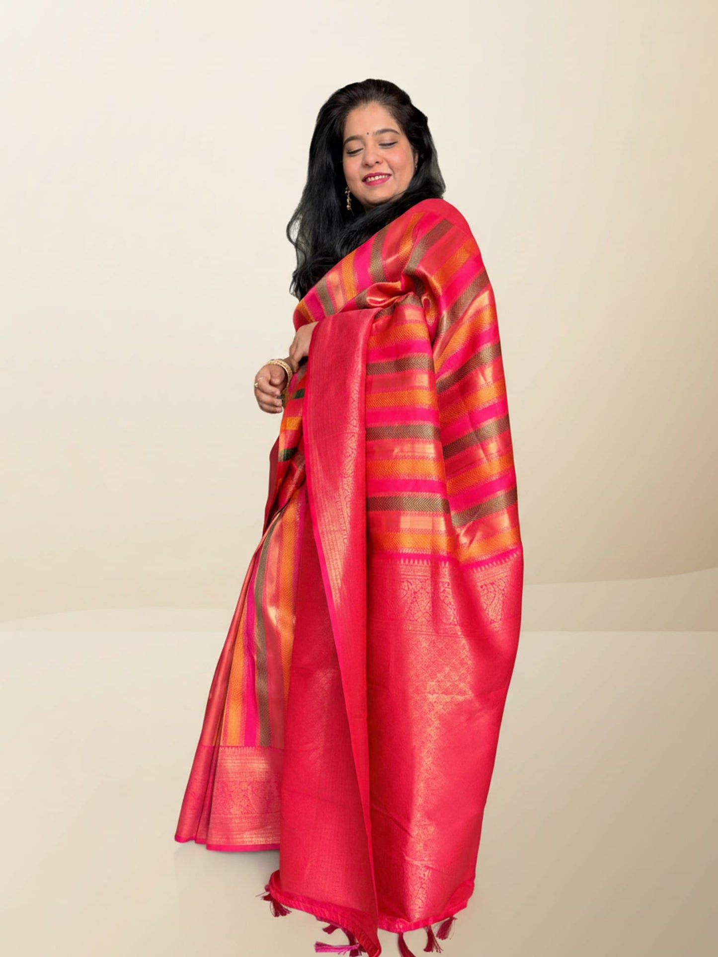 Pink Brocade Saree