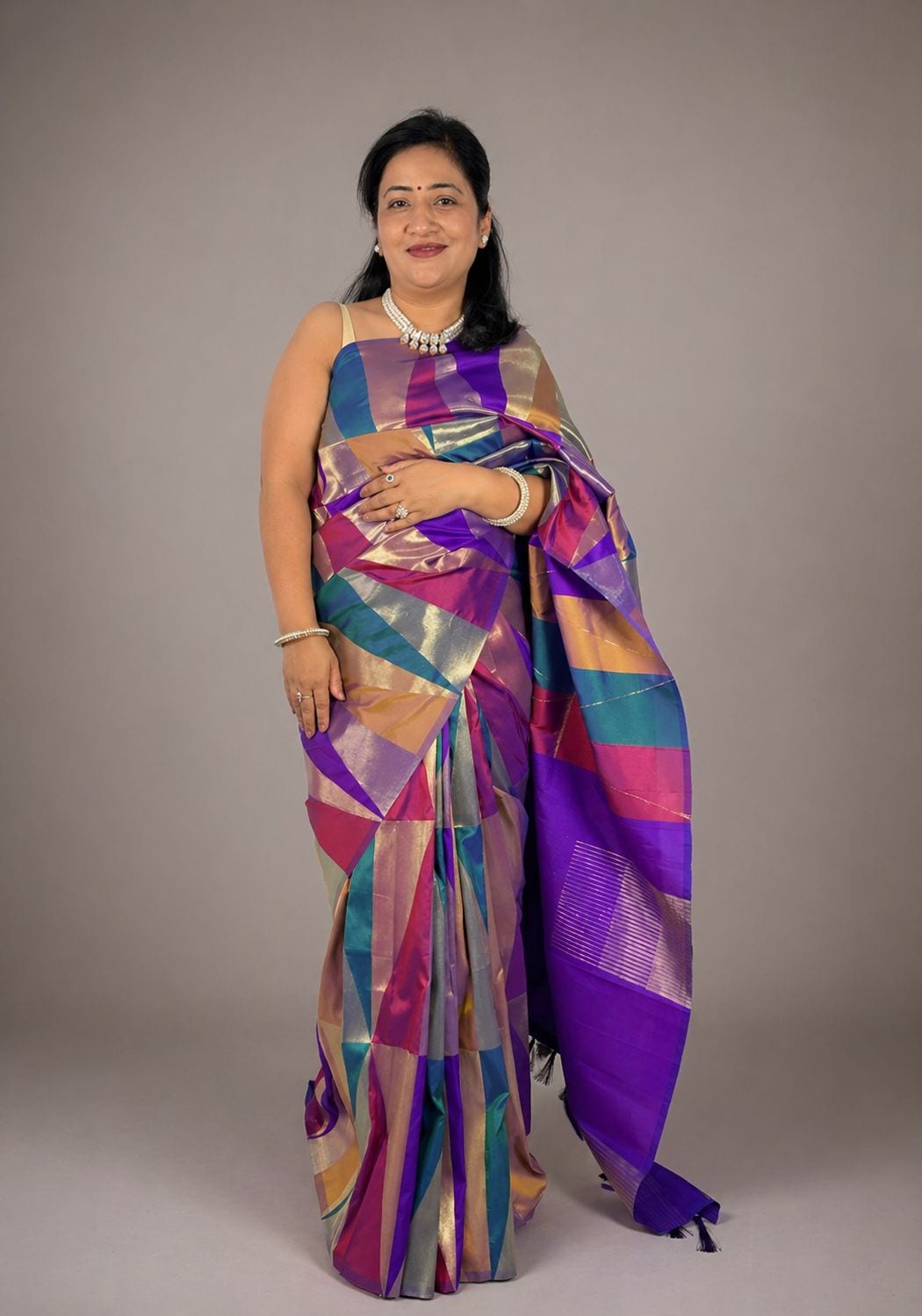 Purple Multicoloured Saree