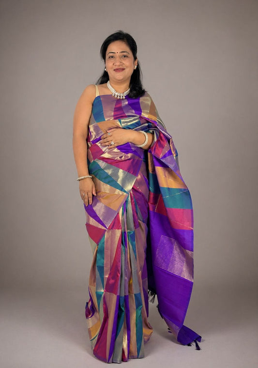 Purple Multicoloured Saree