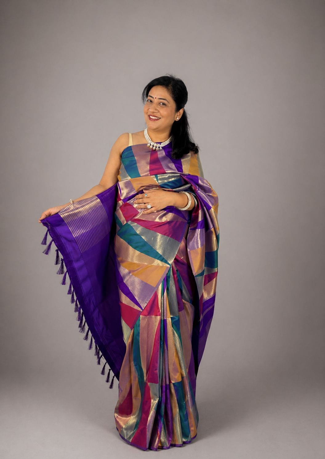 Purple Multicoloured Saree