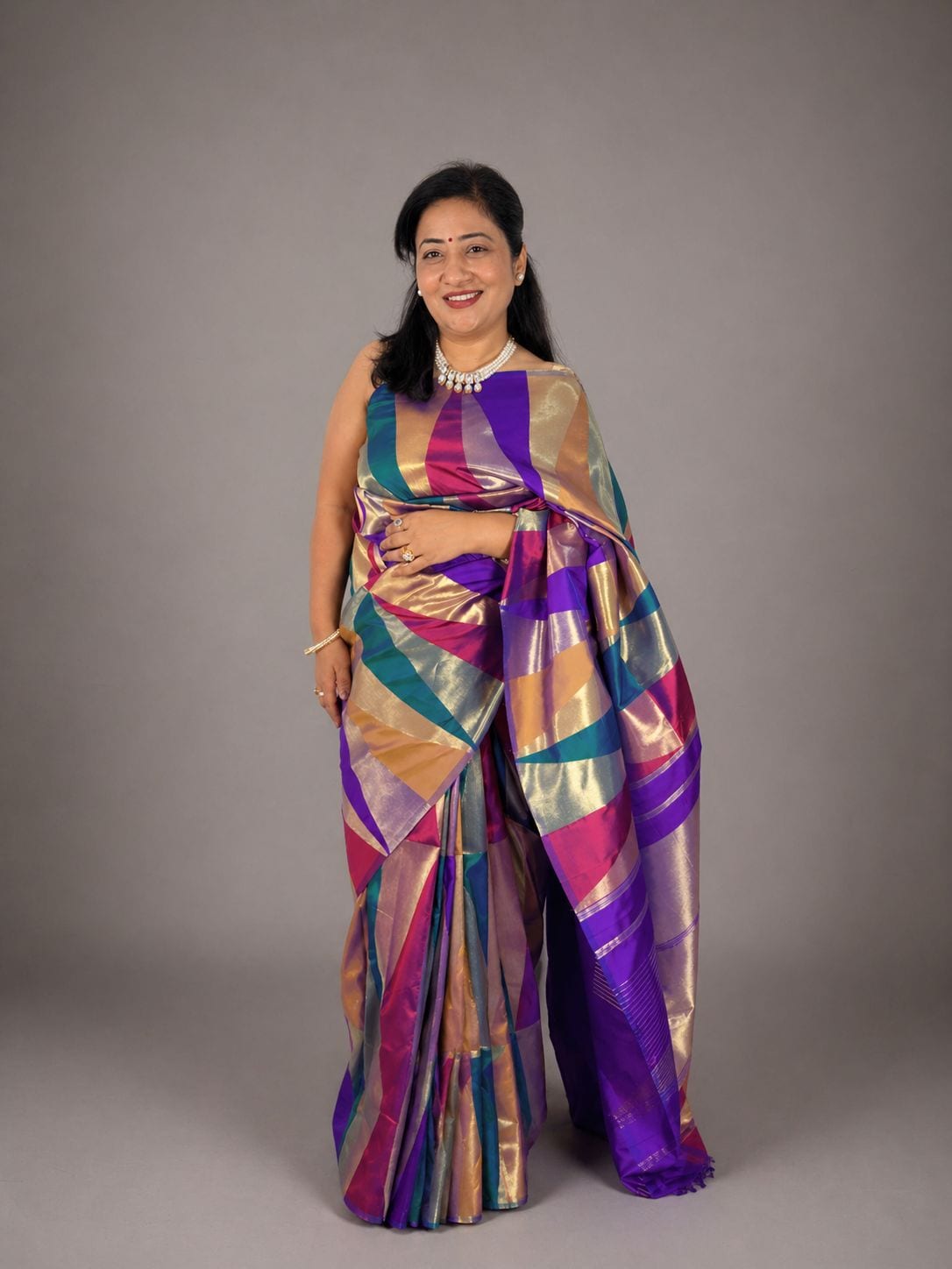 Purple Multicoloured Saree