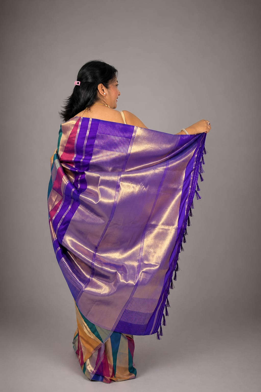 Purple Multicoloured Saree