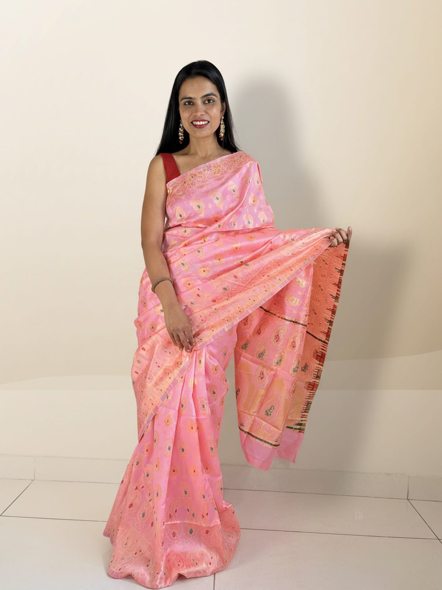 Light Pink Meenakari Saree