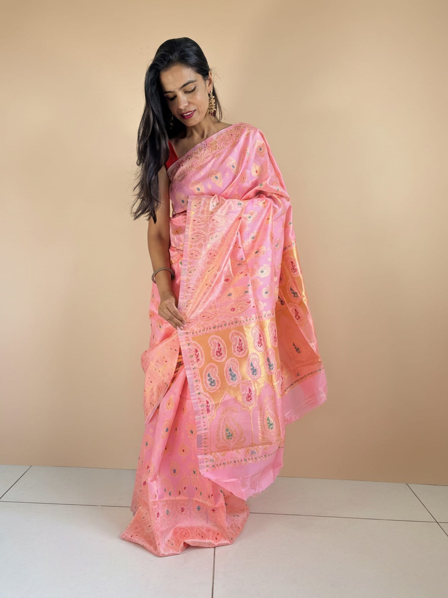 Light Pink Meenakari Saree