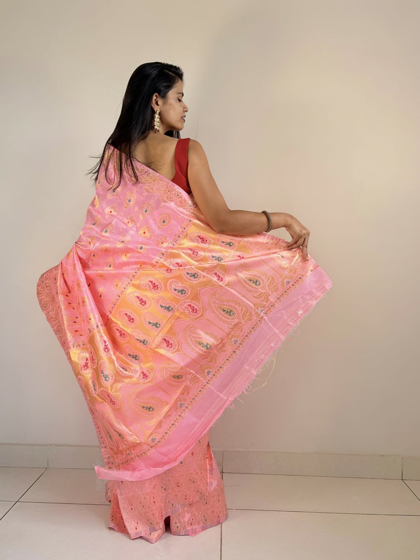 Light Pink Meenakari Saree