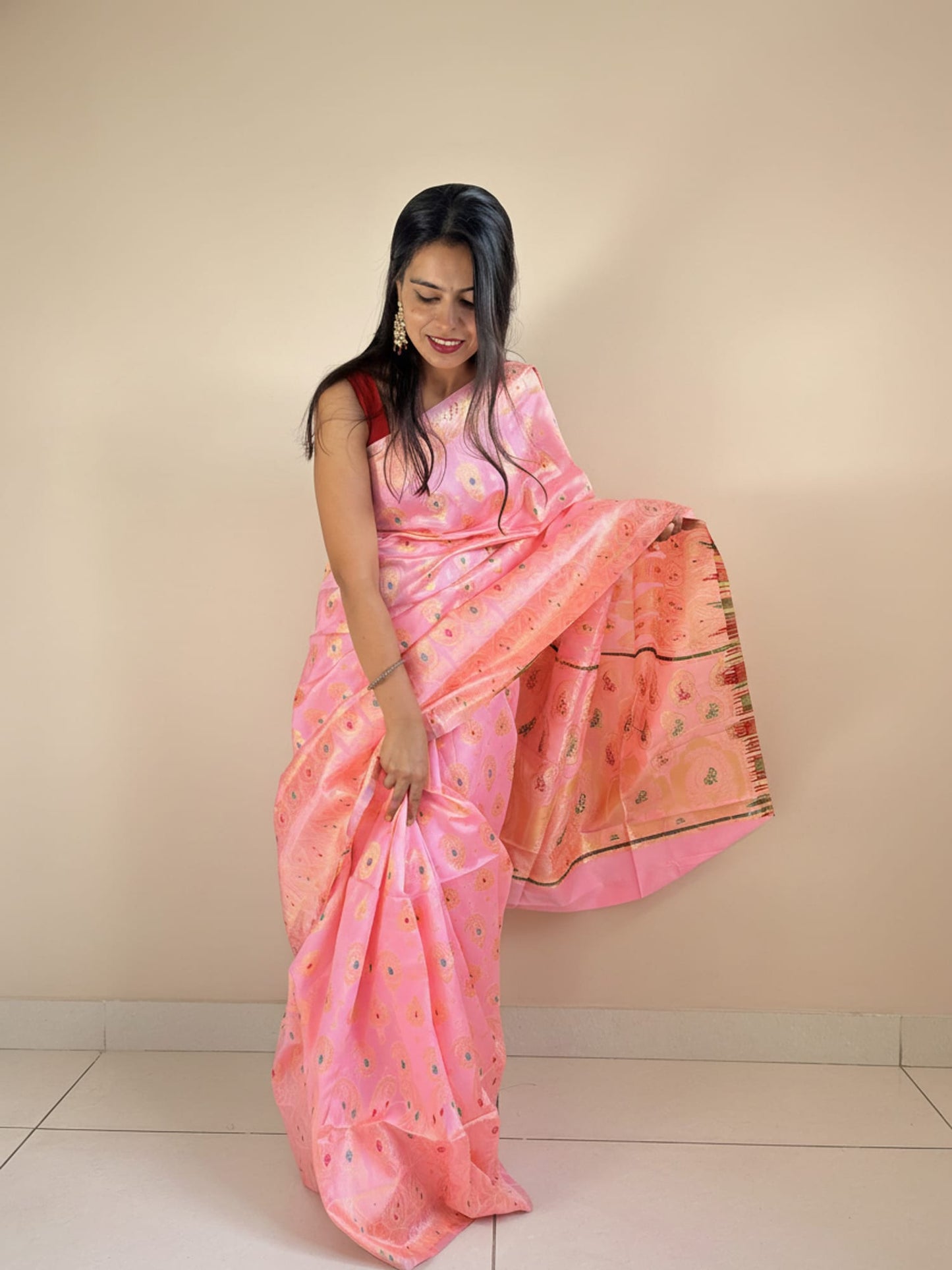 Light Pink Meenakari Saree