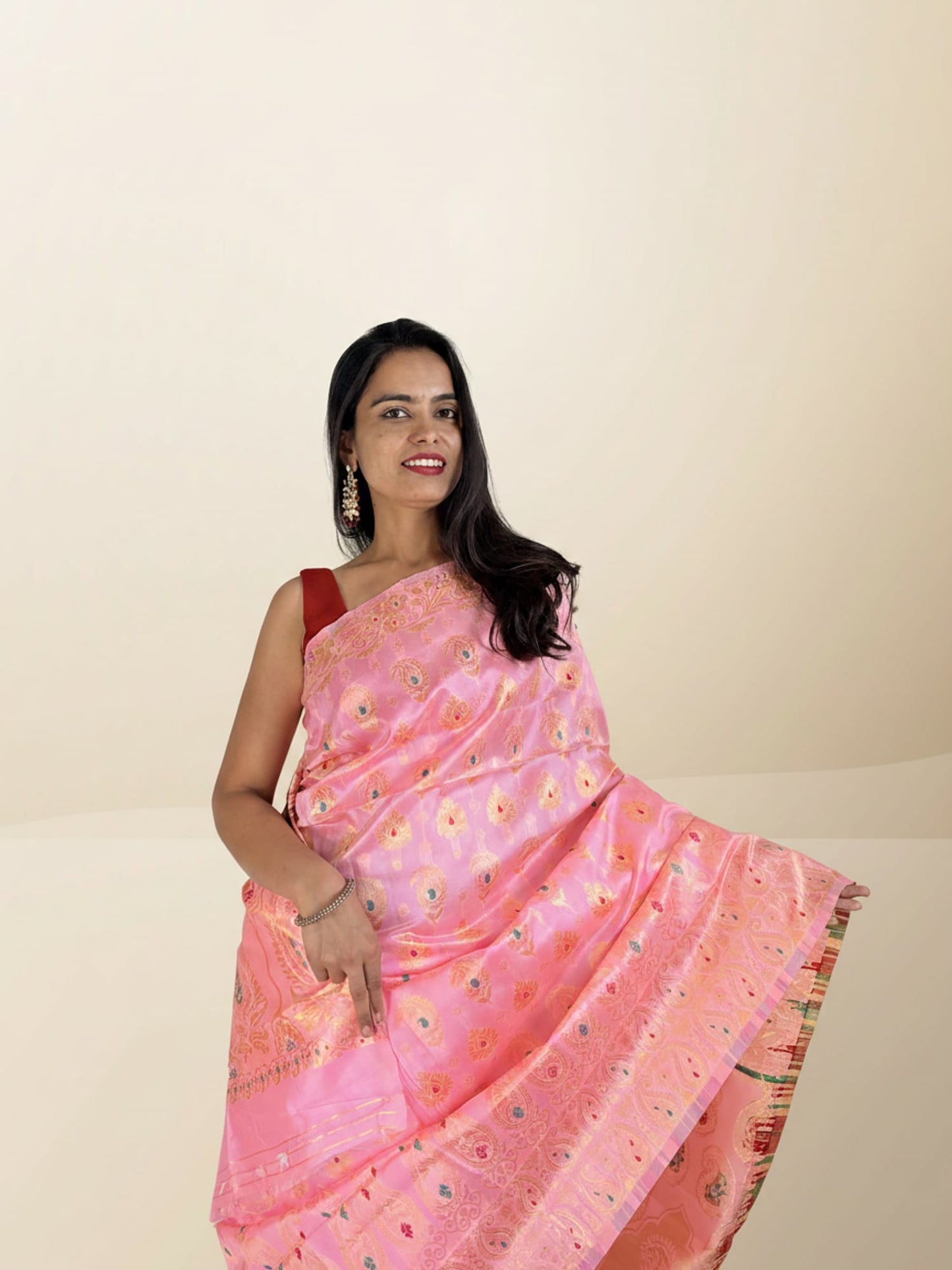 Light Pink Meenakari Saree