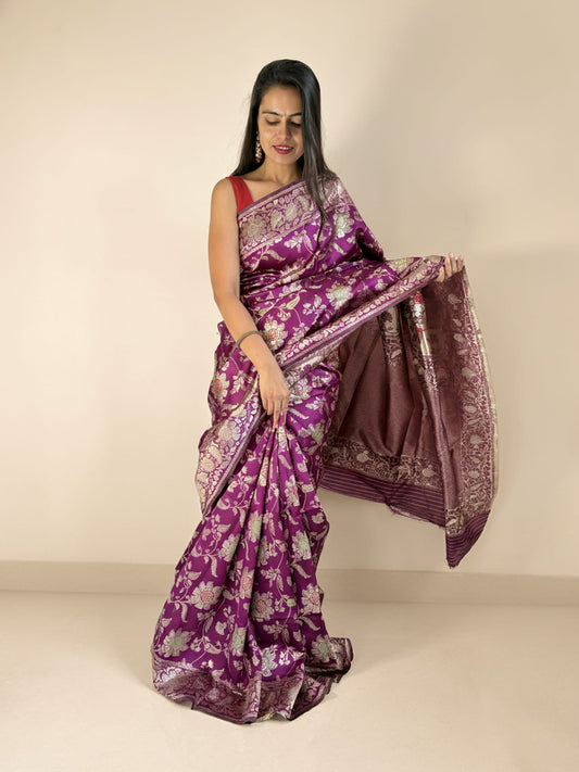 Purple Jaal Work Saree