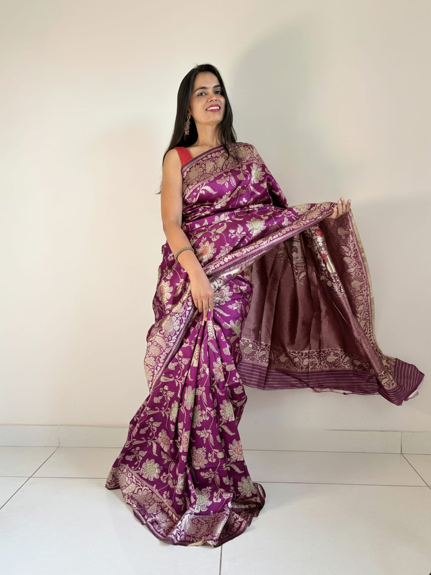 Purple Jaal Work Saree