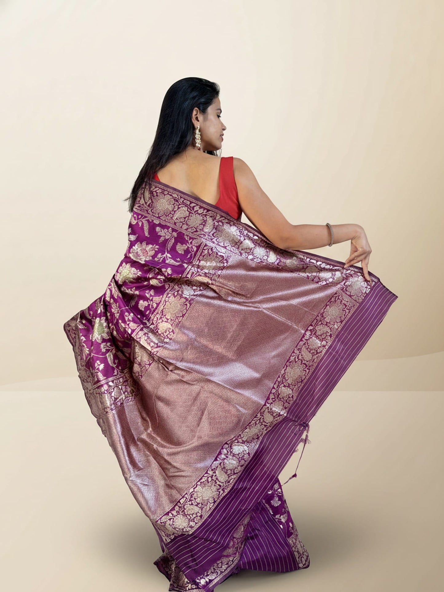 Purple Jaal Work Saree
