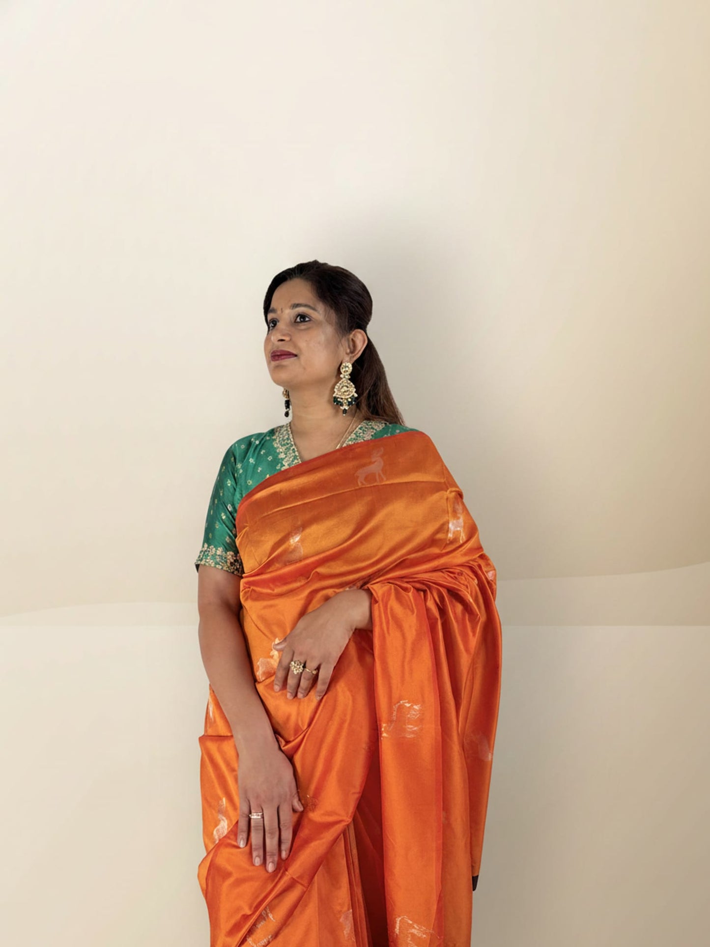 Kashi Dola Deer Motif - Kesar Colored Saree
