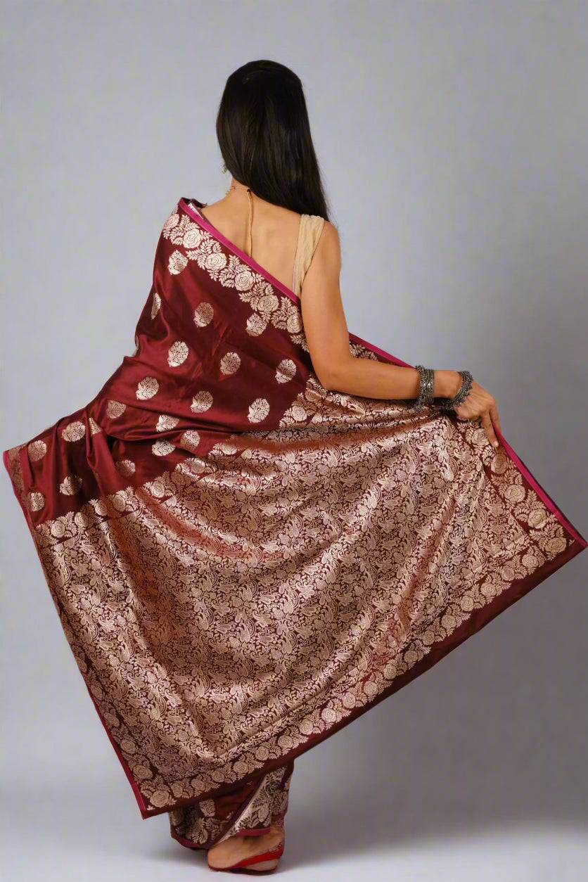 Grand pallu drape with Katan Banarasi saree from Silken Saga