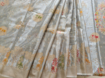 Meenakari Silver - Banarasi Saree
