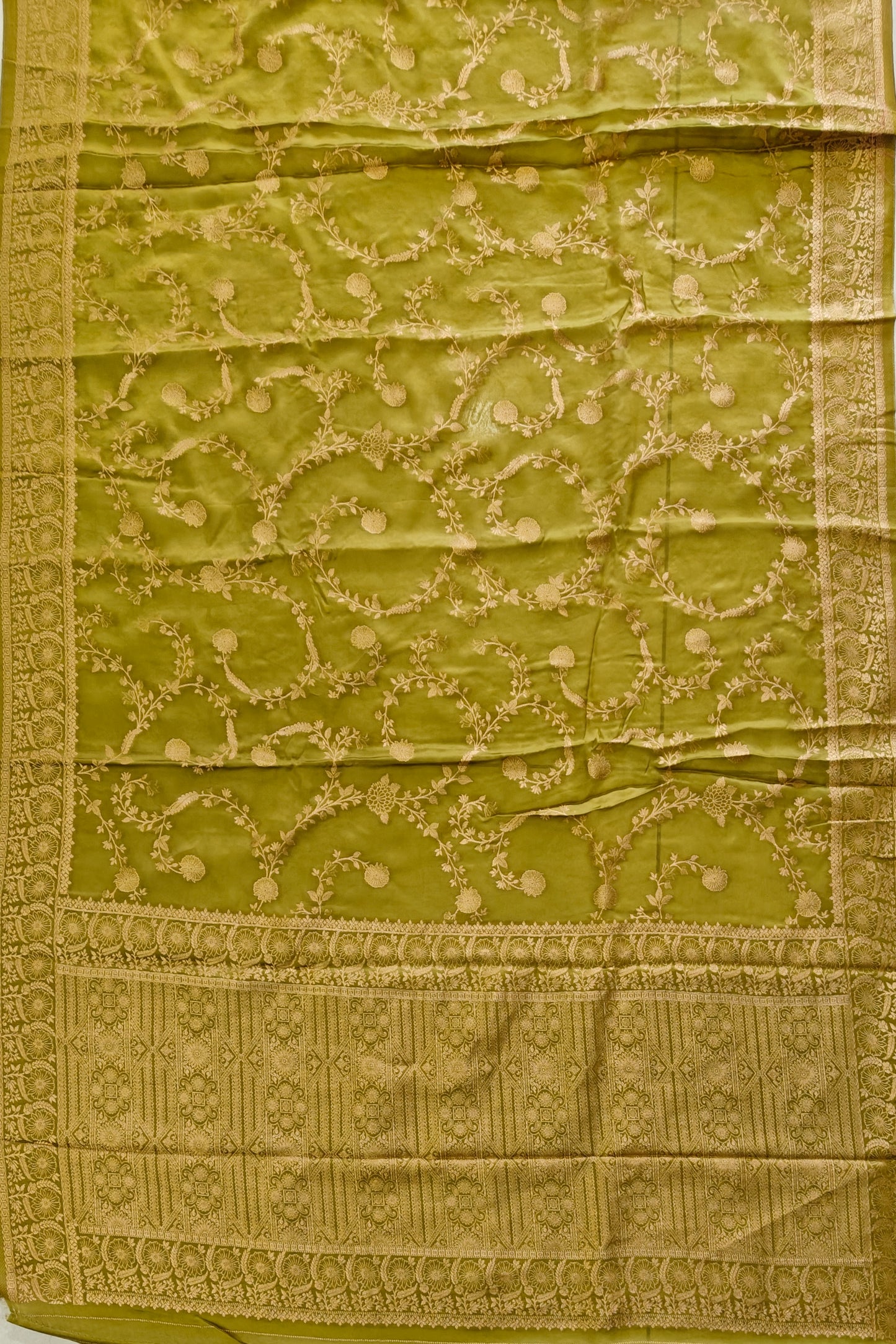 Olive Mashru Silk - Banarasi Saree