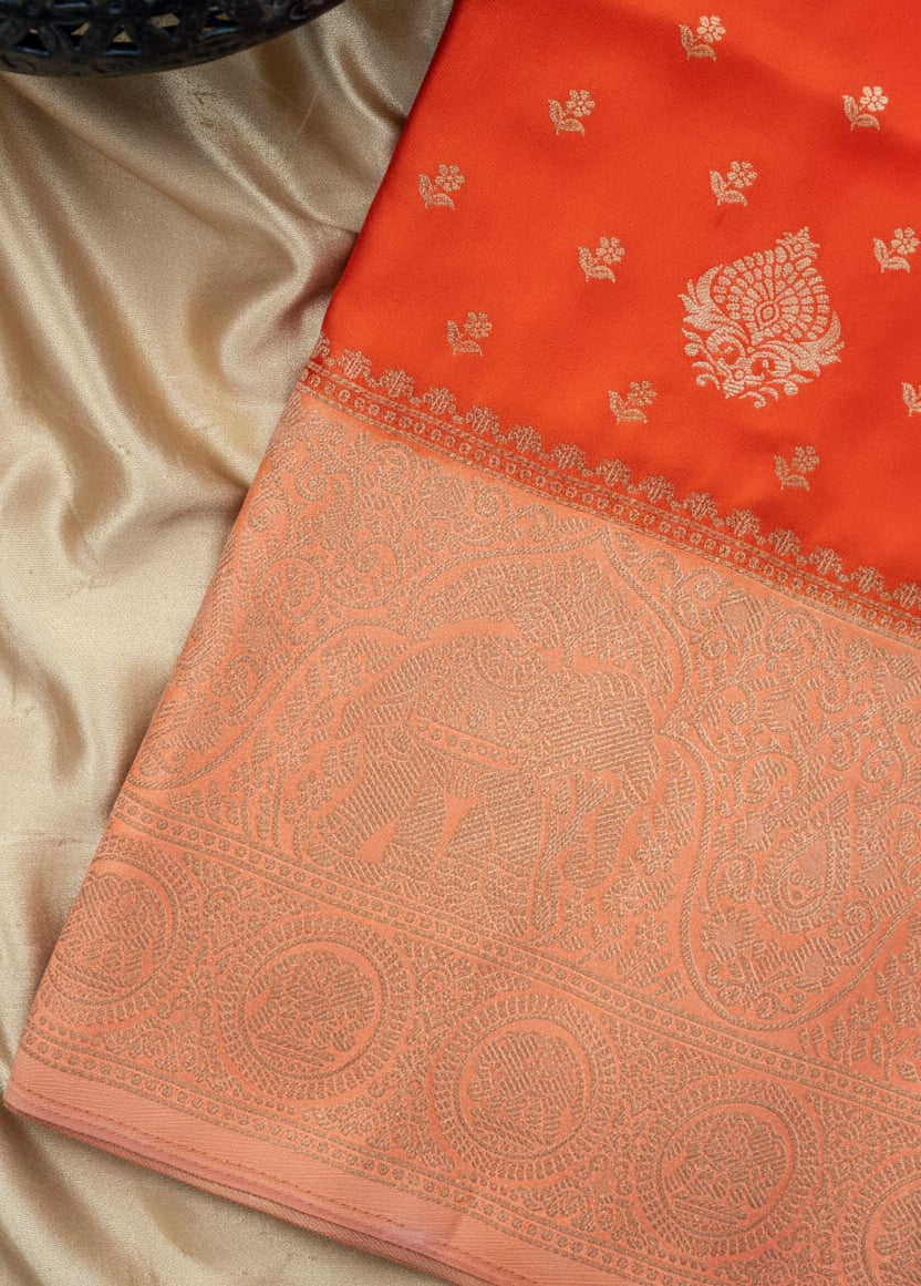 Kashi Riwayat Gajji Silk - Orange Light Orange Contrast