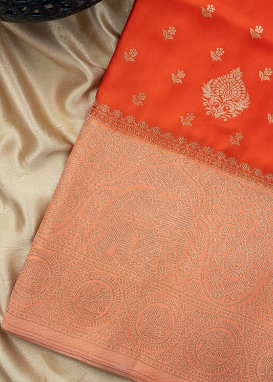 Kashi Riwayat Gajji Silk - Orange Light Orange Contrast