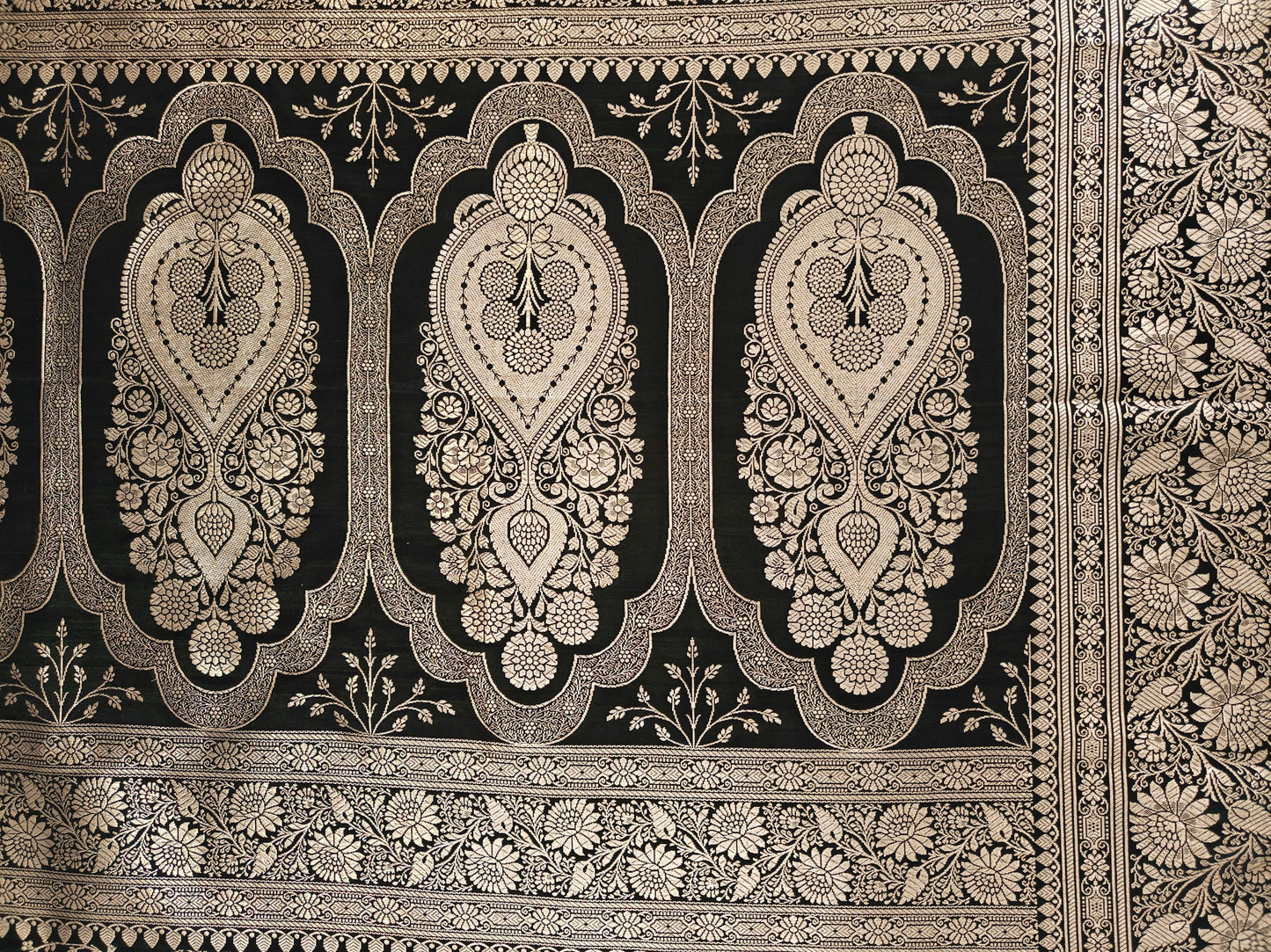 Pitch Black Katan Silk - Banarasi Saree