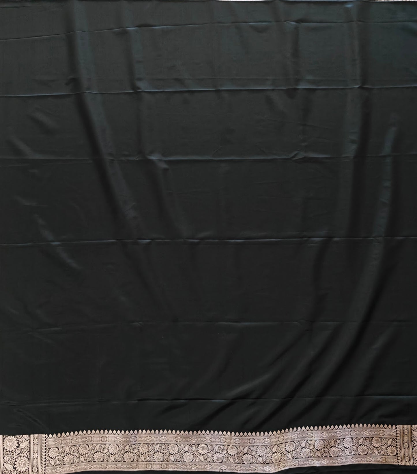 Pitch Black Katan Silk - Banarasi Saree