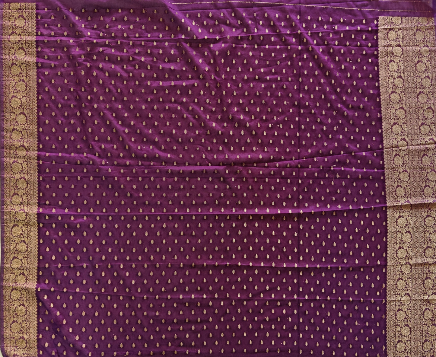 Purple Bloom Crushed Georgette - Banarasi Saree