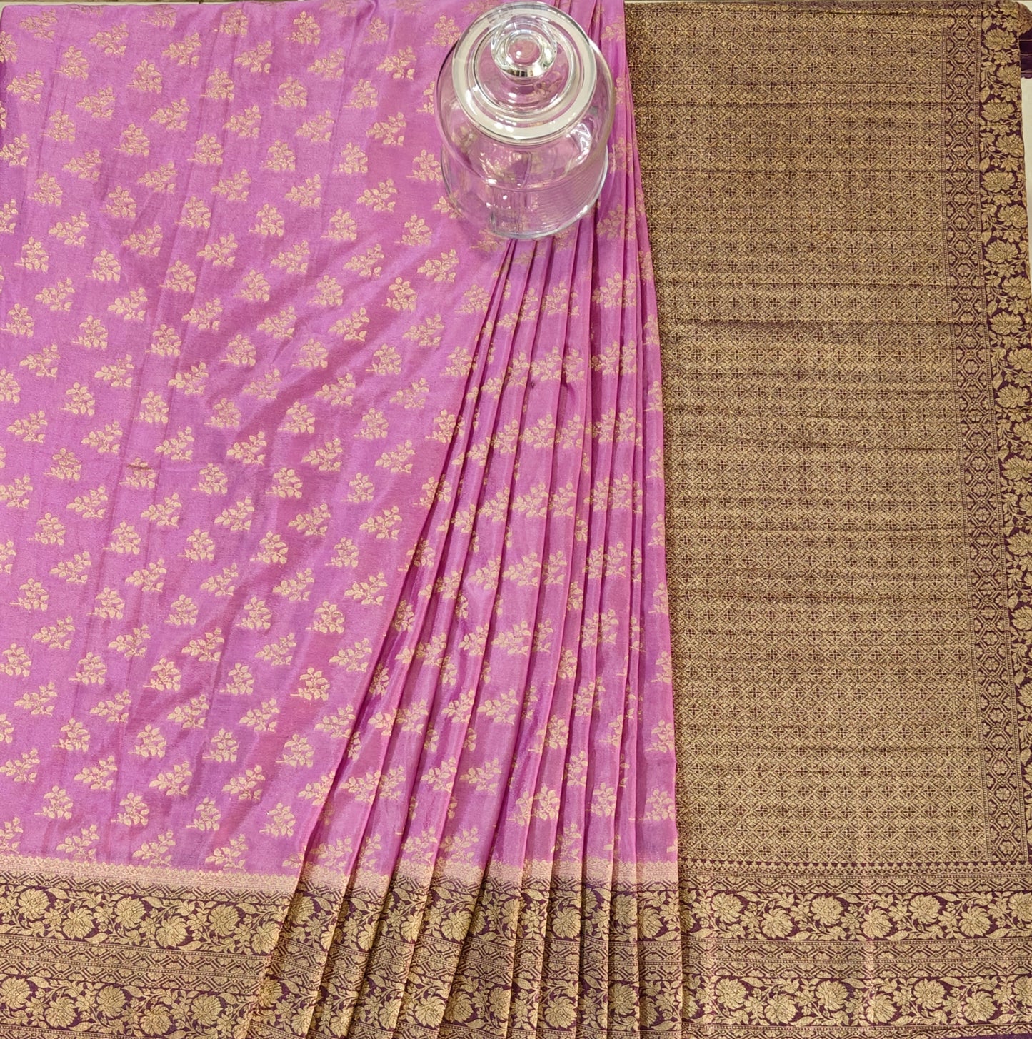 Purple Bloom Crushed Georgette - Banarasi Saree