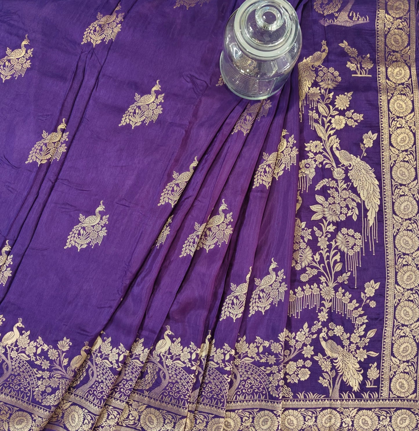 Purple Glow Monga Silk- Banarasi Saree