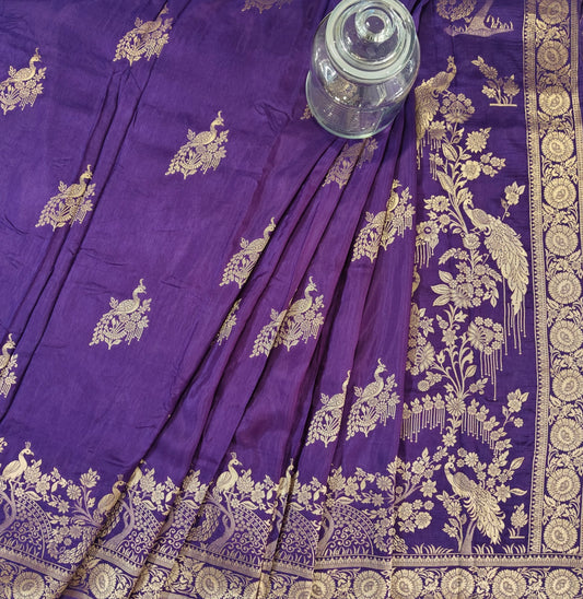 Purple Glow Monga Silk- Banarasi Saree