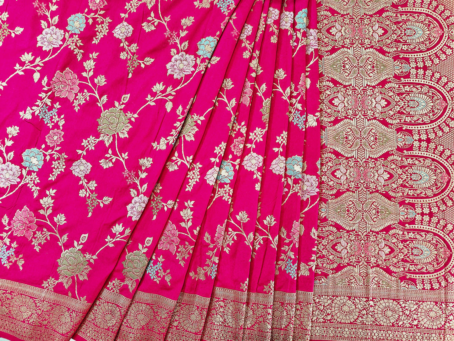 Rani Pink Dola Silk Meenakari - Banarasi Saree